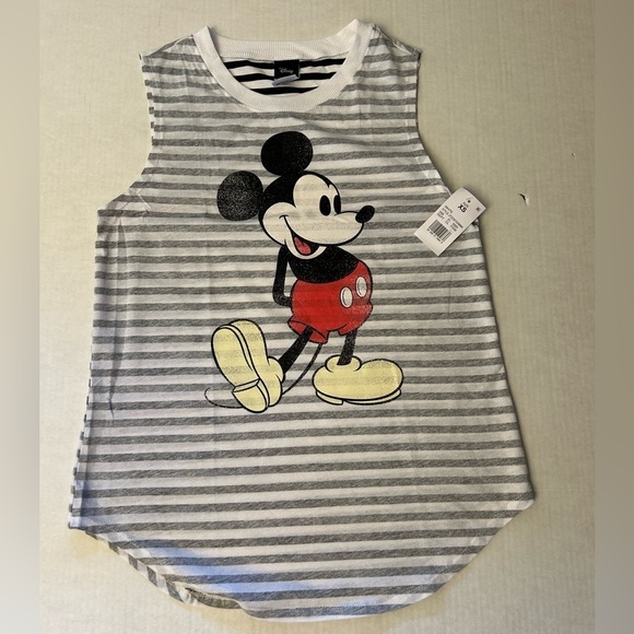 Disney Mickey Mouse striped women’s sleeveless tank top shirt NWT Sz-XS. L10 - Picture 2 of 7